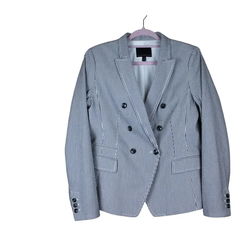 NWT Banana Republic Avery Gray Pinstripe Seersucker Texture Lightweight Suit